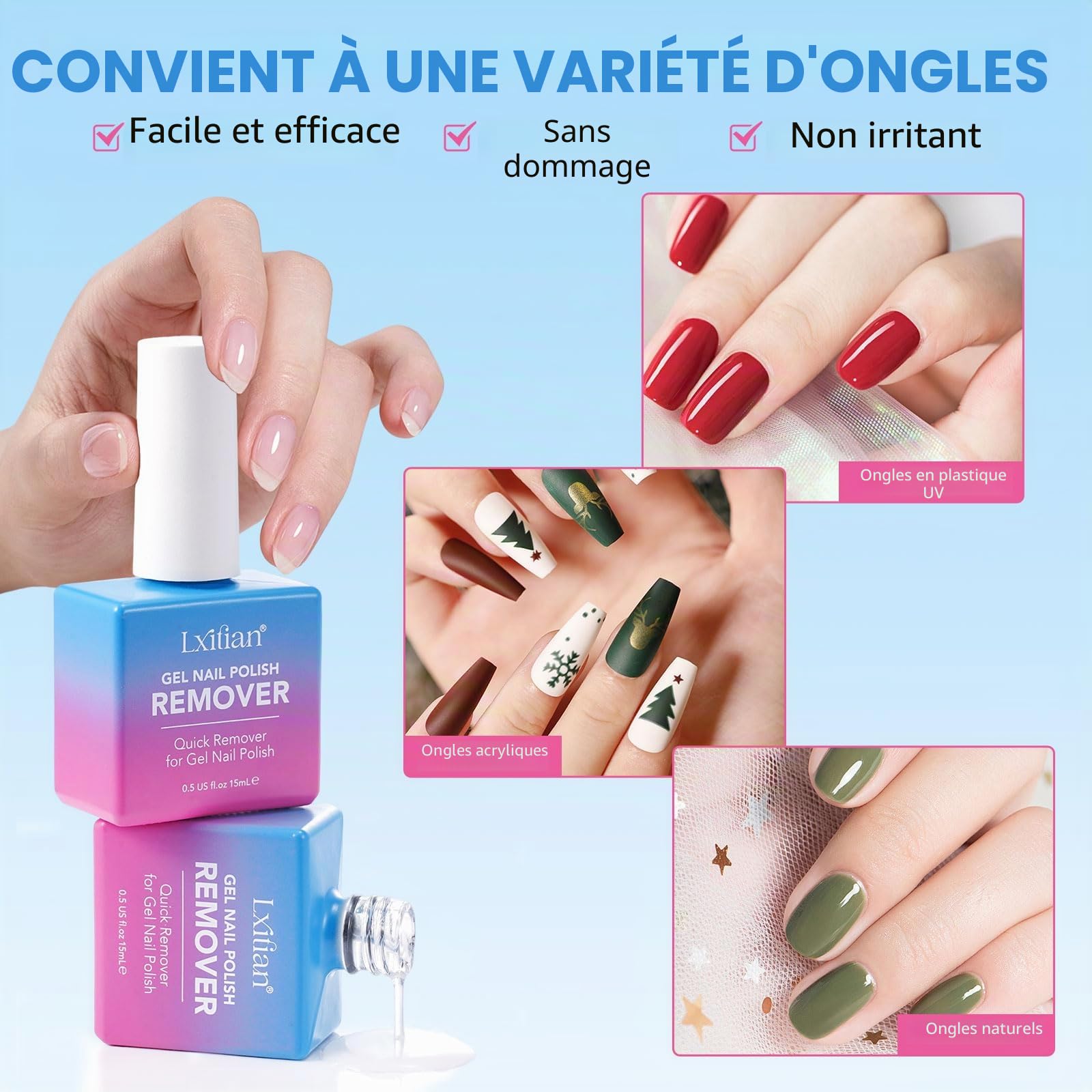 Dissolvant Vernis Semi Permanent, Disolvant a Ongles Semi Permanent, Remover Vernis Semi Permanent, S'enlève et Facilement Sans Papier D'aluminium, Trempage ou Emballage, et Sans Abîmer les Ongles