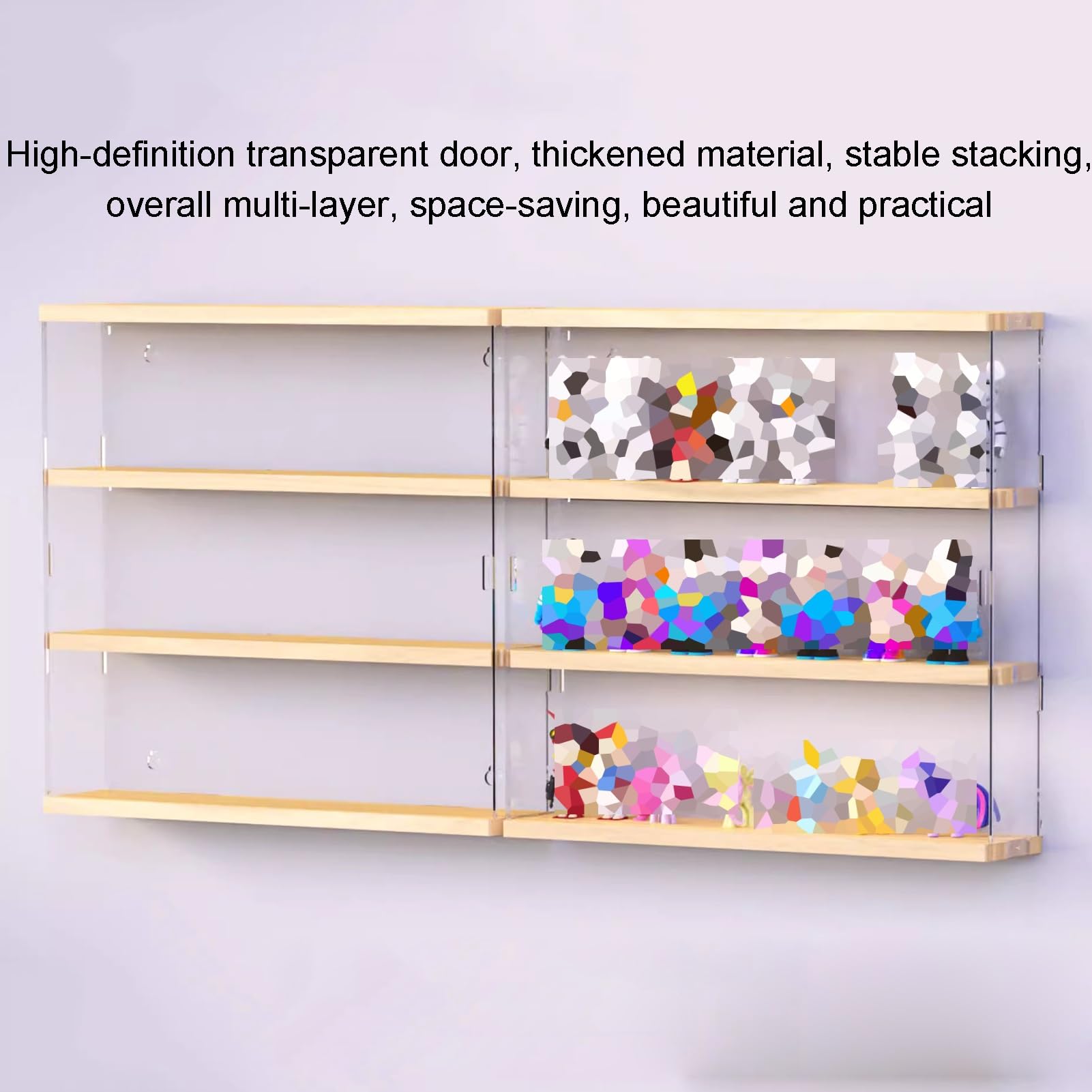 Mensola da parete da collezione con porta trasparente, ideale per modellini, giocattoli e figure, perfetta per casa, ufficio, sala giochi o camera da letto, 30 x 8 x 37,8 cm