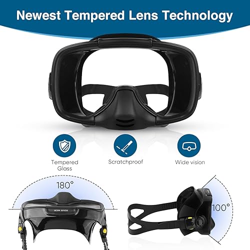Miniatura 4 de Máscara de buceo con válvula de drenaje de visión amplia, adecuada para adultos, buceo antivaho, botón lateral ajustable rápido, buceo libre y