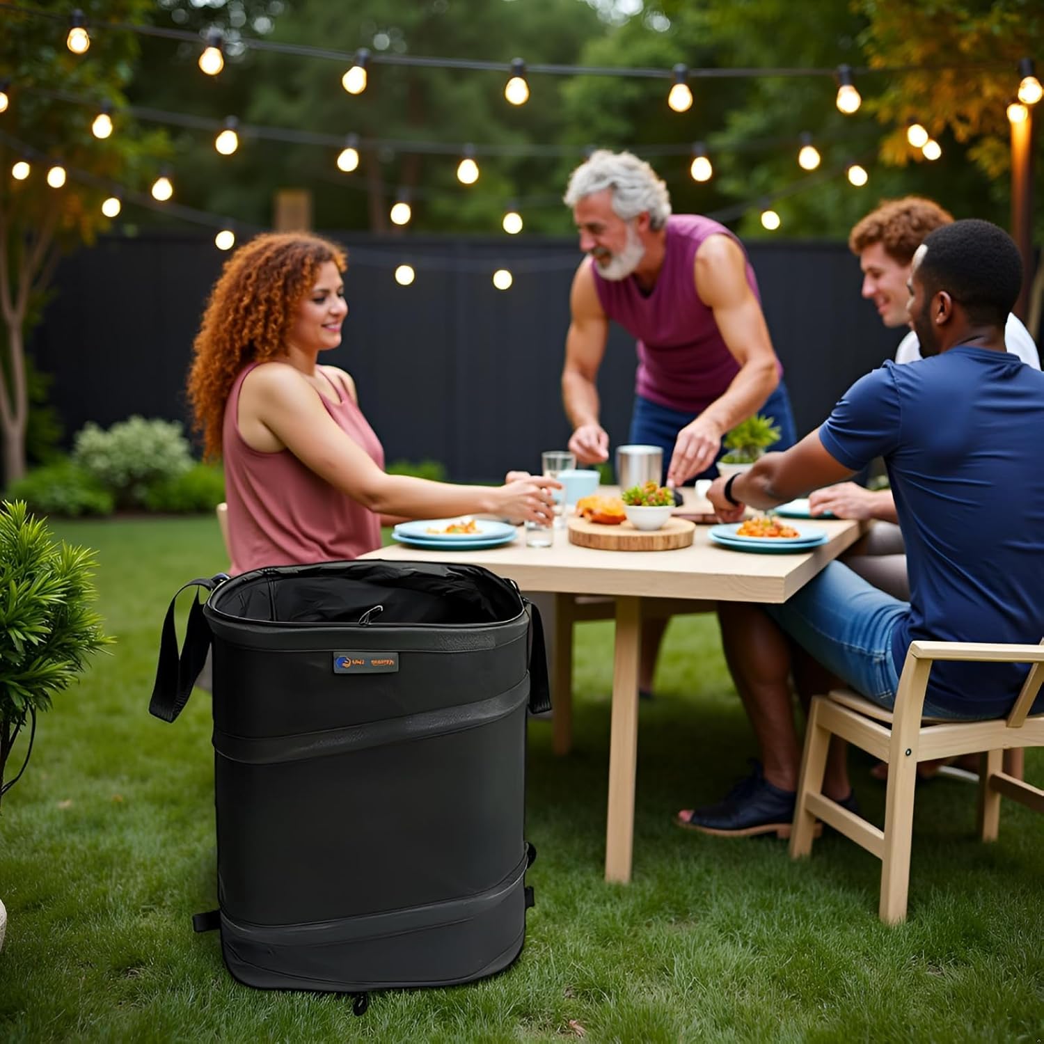 YUDI & GARDEN 19 Gallon Square Collapsible Yard Waste Bin, Collapsible Trash Can for Collecting Weeds or Leaf or Yard and Party Waste