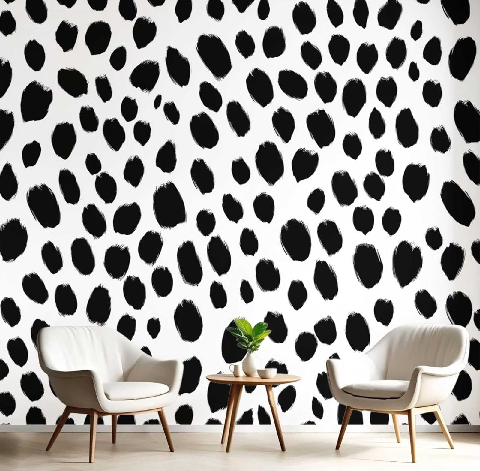 Wallpaper for children's room, simple leopard print, living room, black spots, non-woven wallpaper for kitchen, wall covering, white XXL wall mural for bedroom, 250cm x 175cm, stickers - frameless pai
