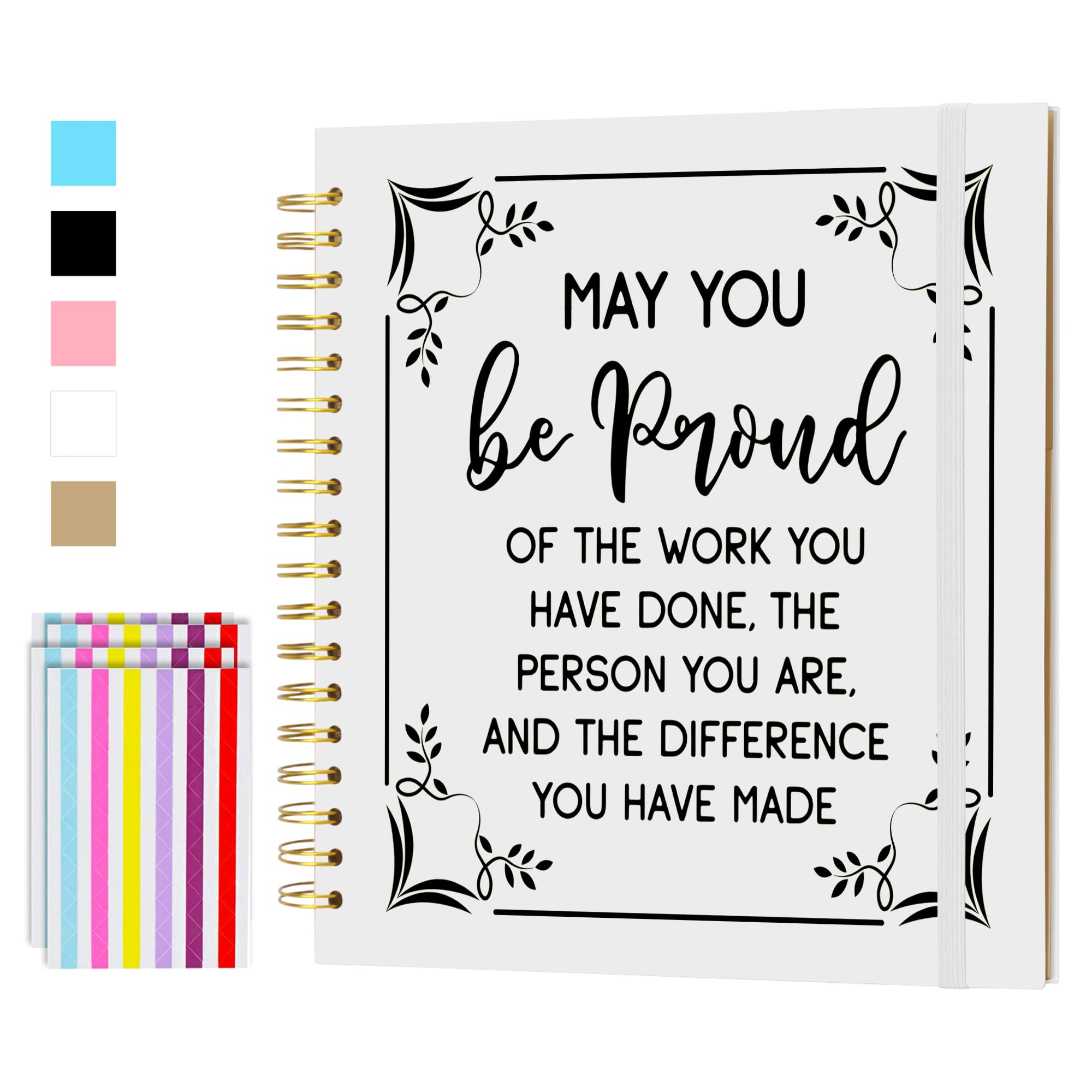 CWEGSJ May You Be Proud of The Work You Have Done Scrapbook Album Blank DIY Album for Employee Coworker Leaving Gift Happy Retirement Spiral Scrapbook (White, 10x10 inch)