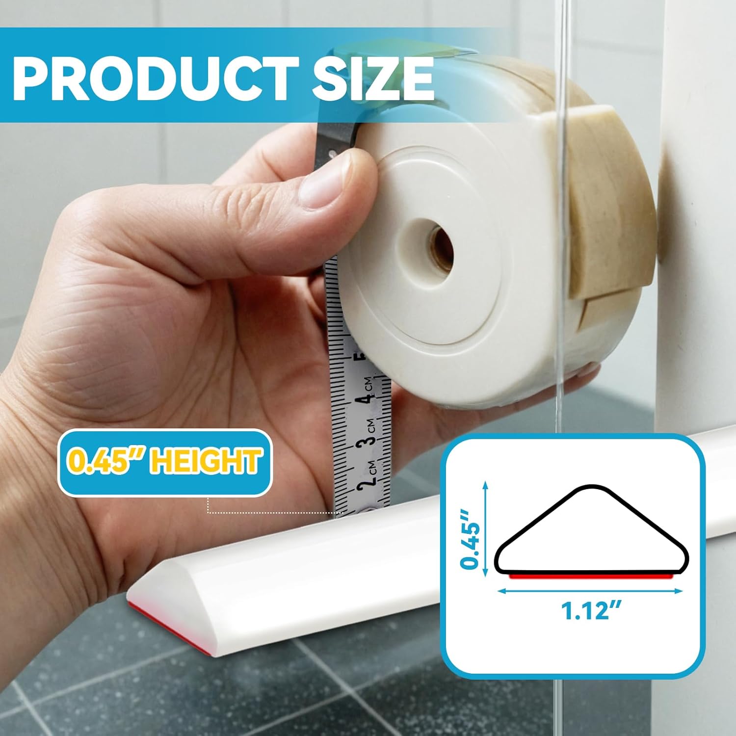 98" Collapsible Shower Threshold Water Dam Shower Barrier Keeps Water Inside Threshold Dry and Wet Separation Retention System Suitable for Bathroom Kitchen Sink Bathtub