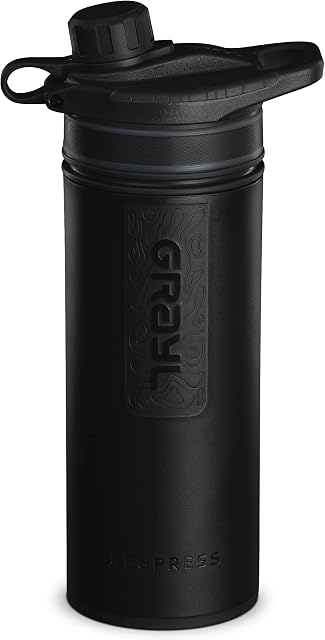 GRAYL GeoPress 710 ml (24 oz) Drinking Water Filter Bottle - Water Filter for Outdoor Hiking, Camping, Survival and Travel