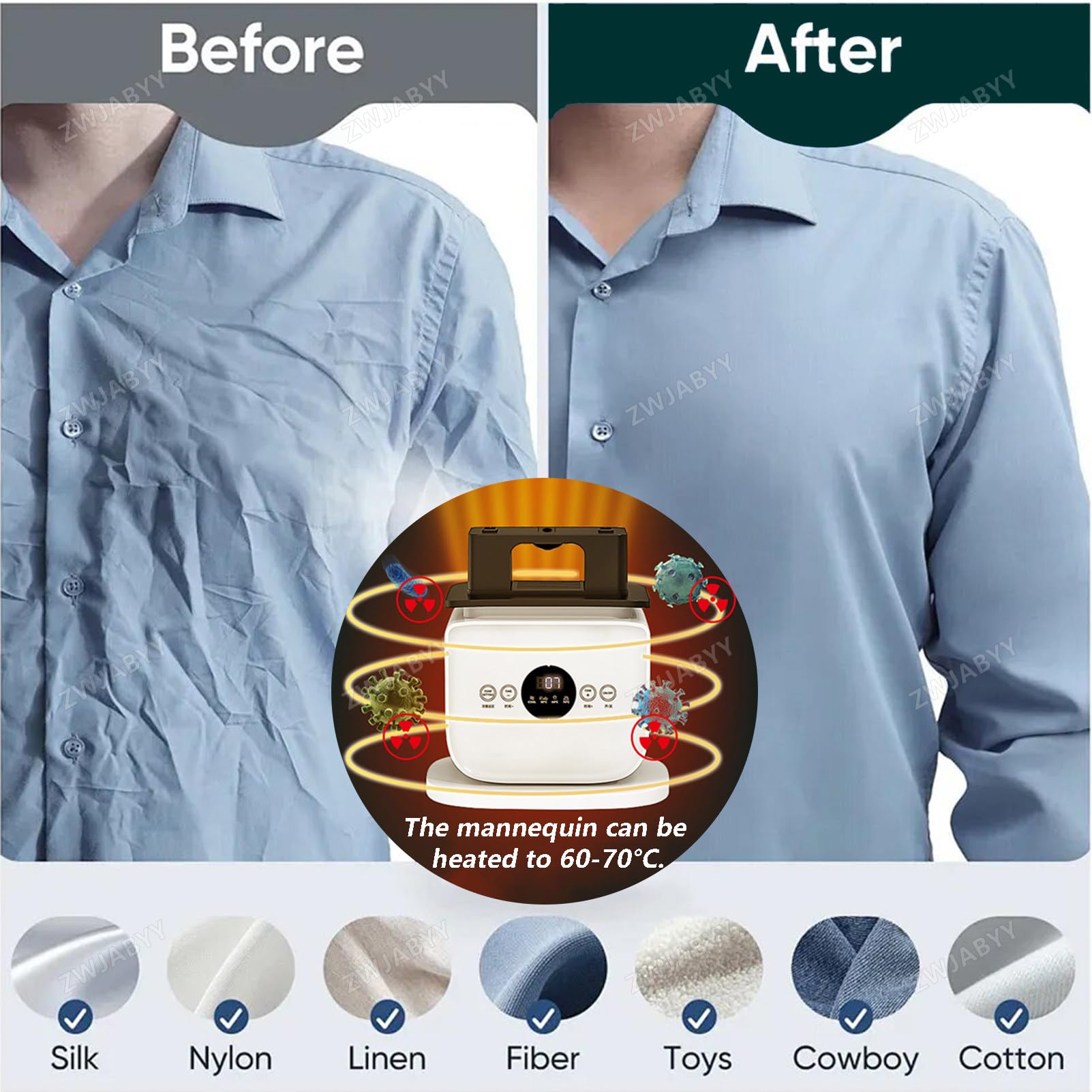 Automatischer Hemdenbügler|Ersetzt Bügeleisen, Bügelbrett, Dampfglätter und Steamer | Bügelgerät mit Bügelpuppe für Hemden, Blusen & Shirts | Innovativ & effizient A