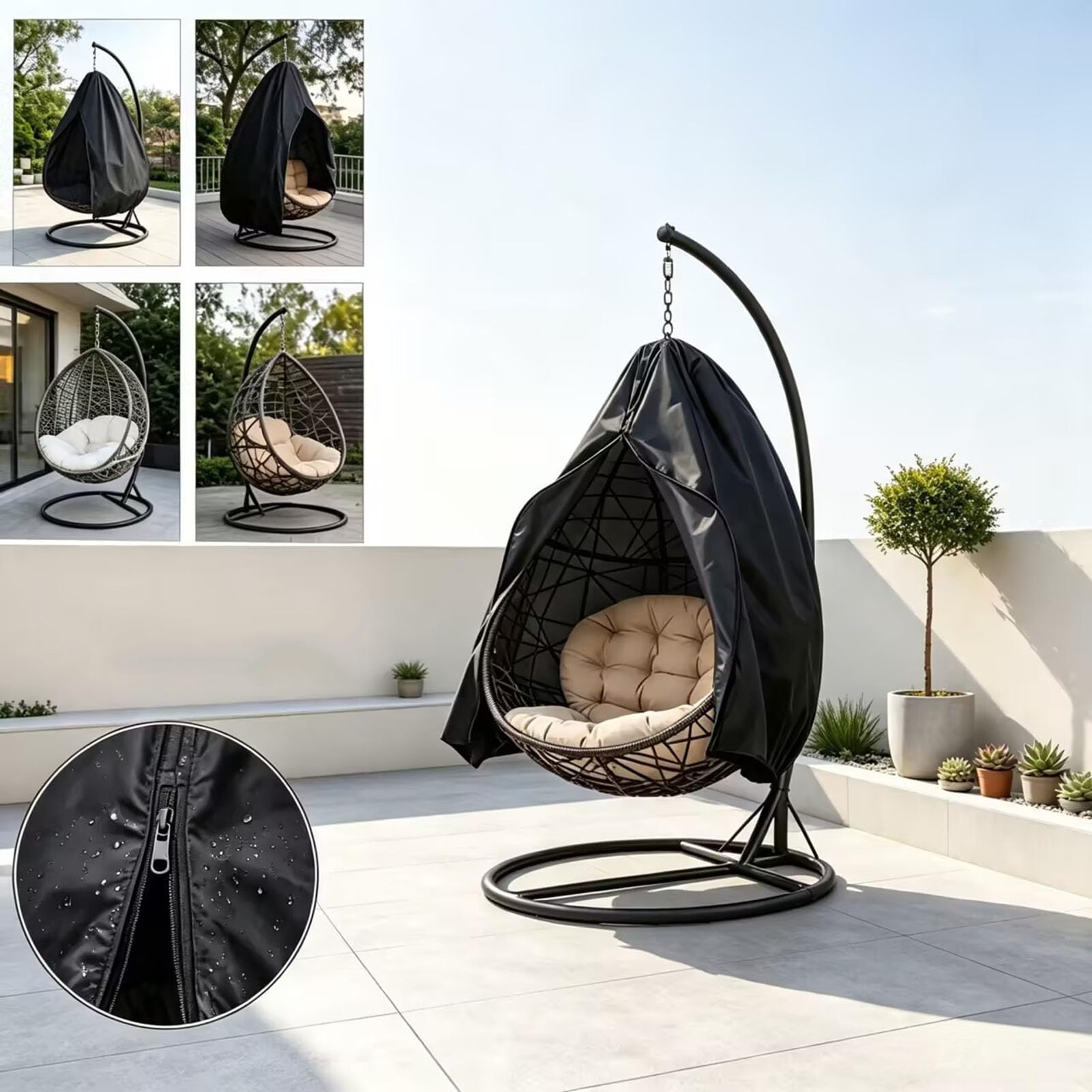 Housse Fauteuil œuf Suspendu imperméable Anti-UV avec Ouverture Avant M/L