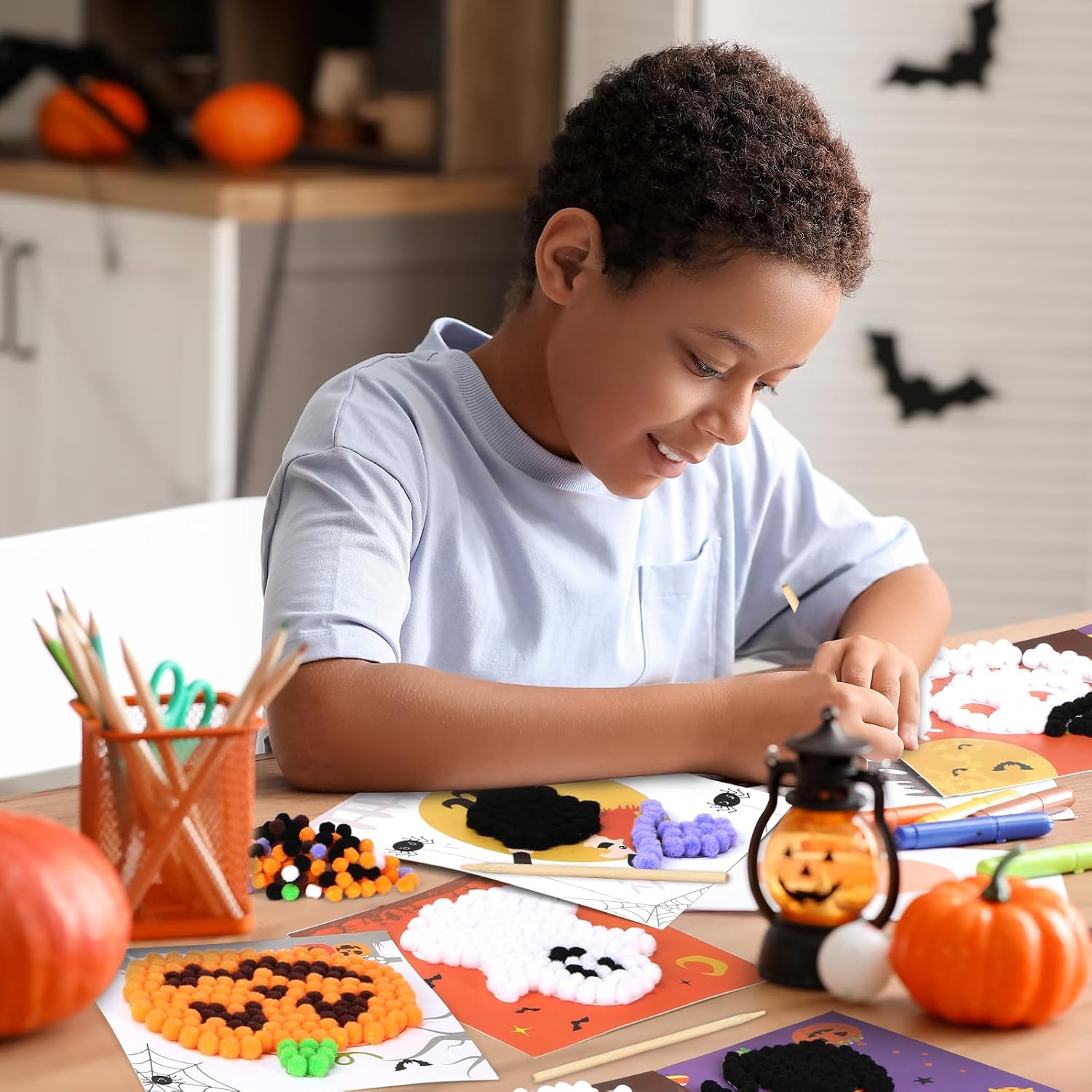 Upltowtme DIY Pom-Poms Art, Halloween Crafts Kit for Kids image 5