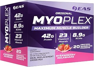 Experimental and Applied Sciences Original Myoplex Maximum Muscle Builder | Meal Replacement Protein Drink Mix | Quality Protein Blend | 42g Protein | 20 Individual Packets (Strawberry Milkshake)