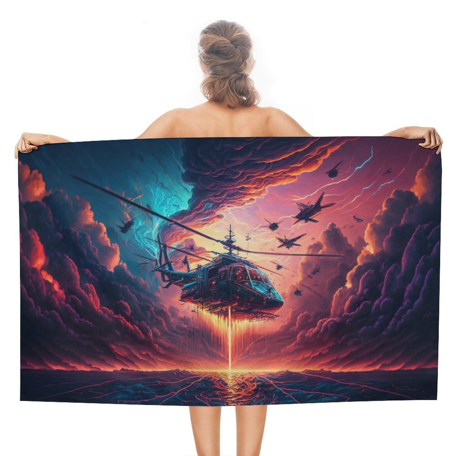 Serviette de plage hélicoptère anti-odeur et séchage rapide 130x80cm