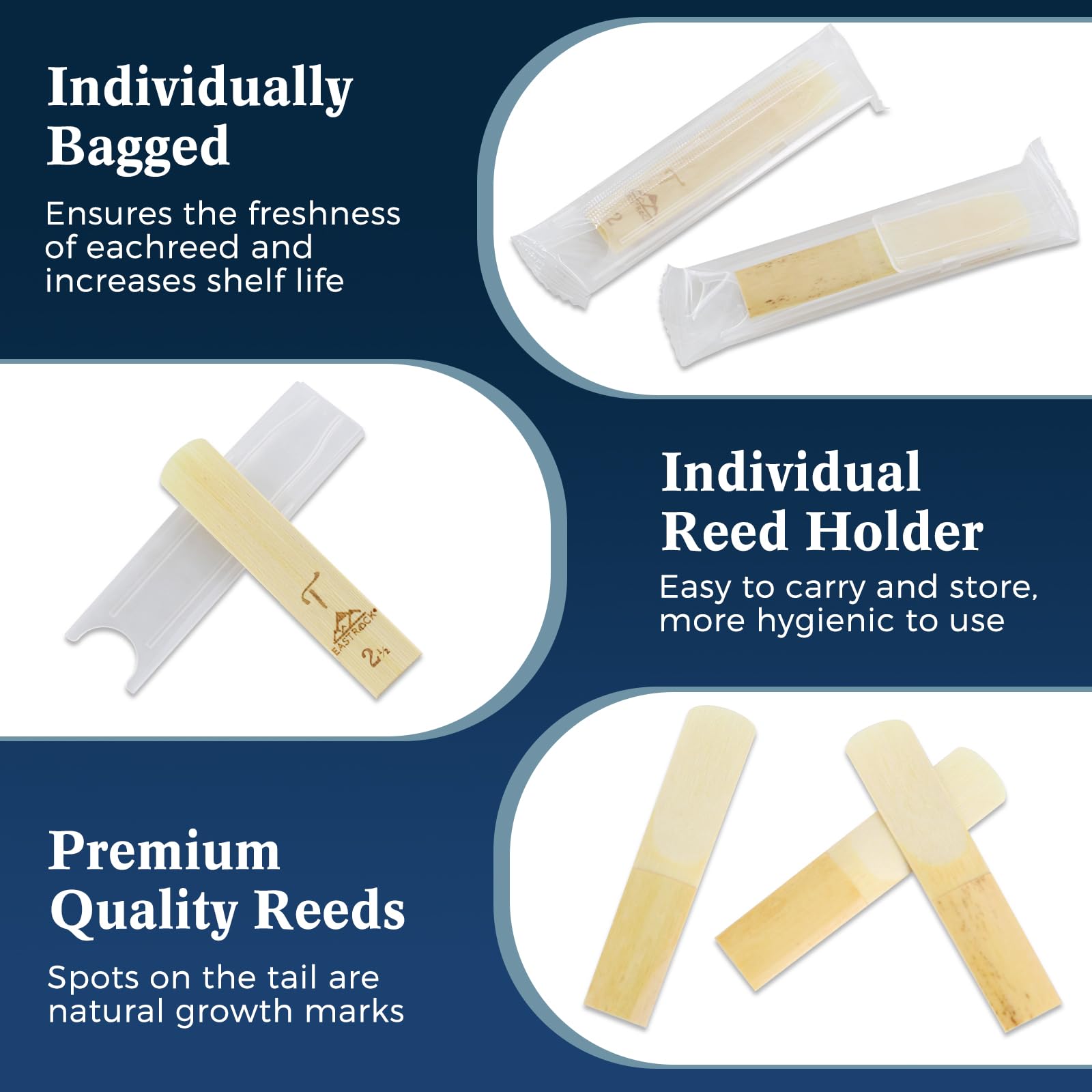 EASTROCK Traditional Alto Saxophone Reeds 2.5 Professional Alto Sax Reeds for Saxophone Beginner and Saxophonist Strength 2.5-10 Pack - Image 4