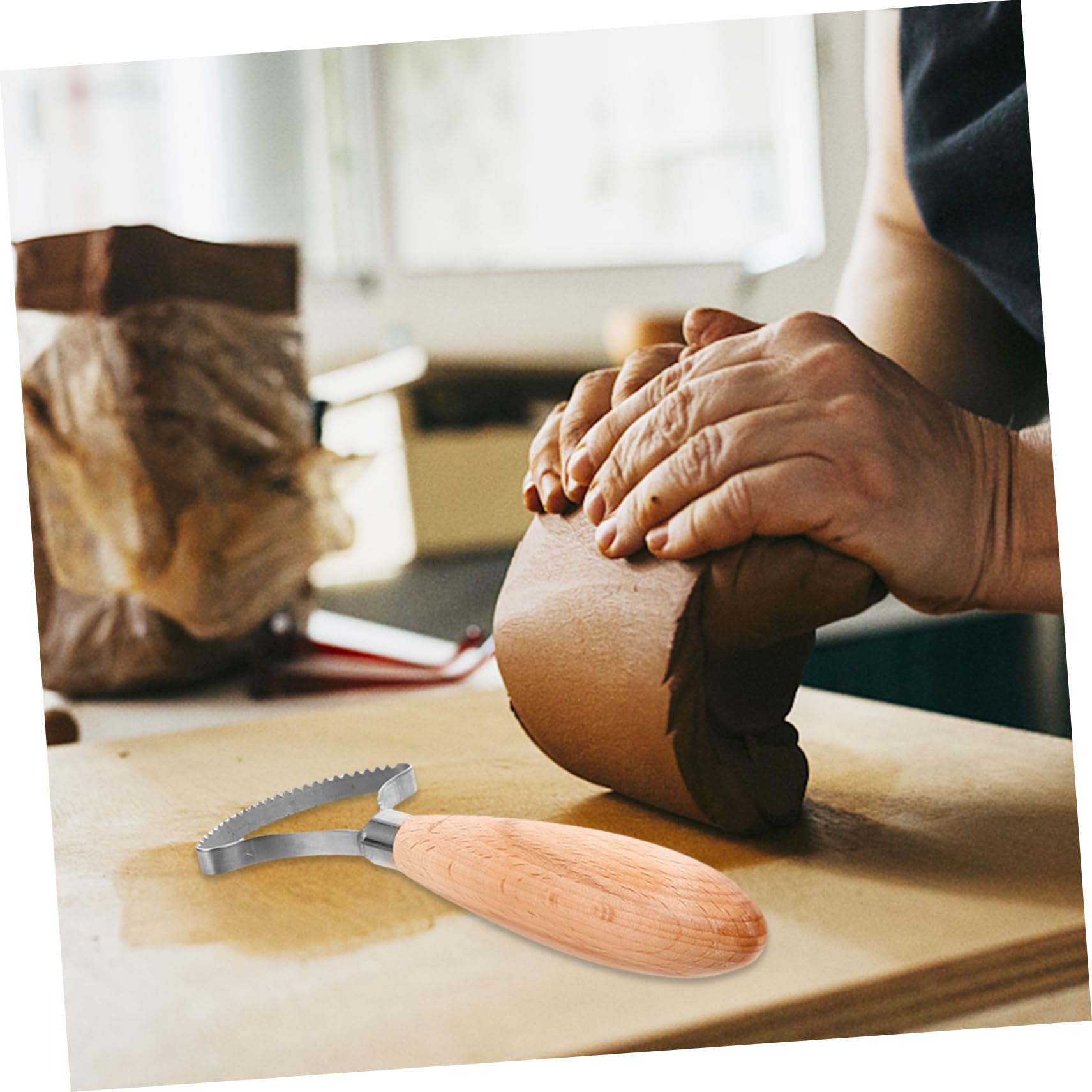 DOITOOL 5 Set Argilla Inossidabile E Utensili per Scultura Ceramica per Taglio Raschiatura E Modellazione Pasta Polimerica 3 Pezzi * 5