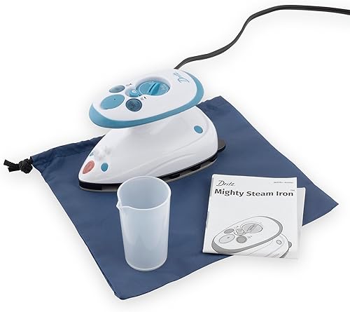 Dritz Mighty Travel Steam Iron: Mini Iron for Quilting, Crafts & Sewing, Compact Portable Travel Steamer for Home & On-the-Go Use