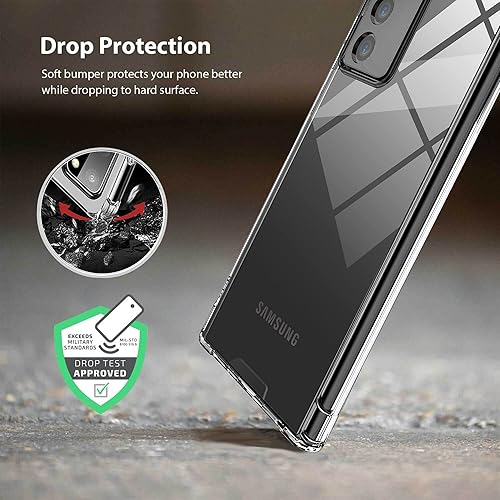 Miniatura 2 de KIOMY Crystal Clear Case para Samsung Galaxy Note 20 5G para hombres mujeres niñas niños transparente a prueba de golpes protector del teléfono