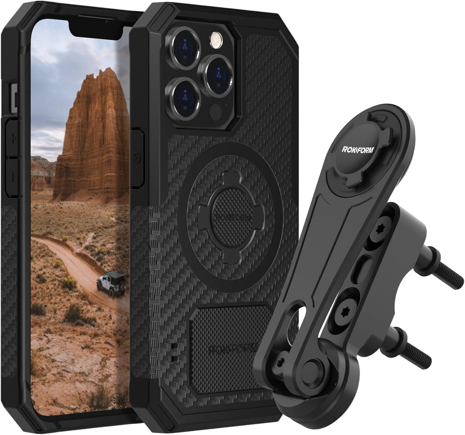 Rokform - iPhone 13 Pro Rugged Case + Motorcycle Perch Phone Mount
