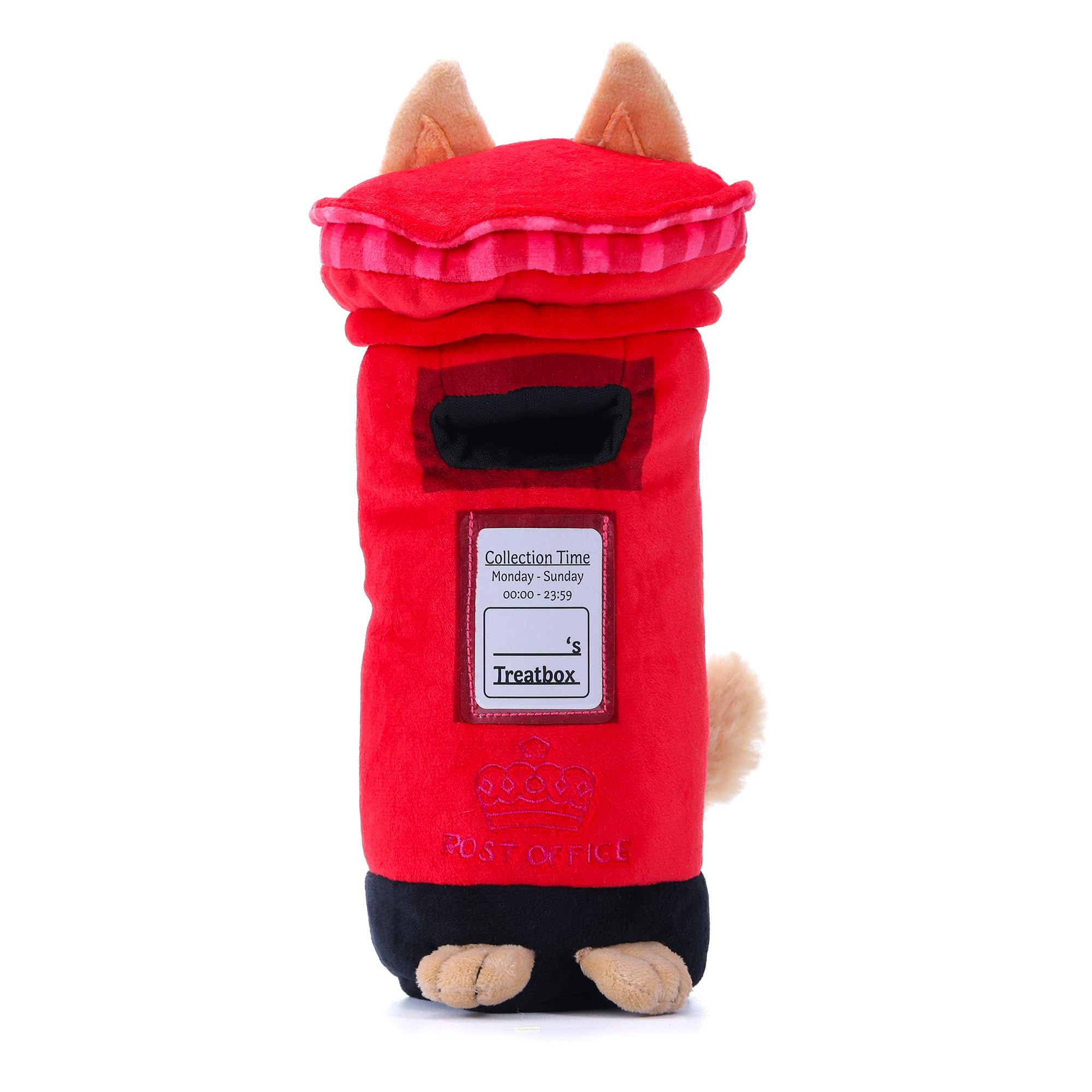 Woof² British Postbox Treat-Dispensing Soft Plush Squeaky Pet Toy - Iconic UK Enrichment Gift, Durable Cute & Fun Toy for Interactive Play, Hide Food