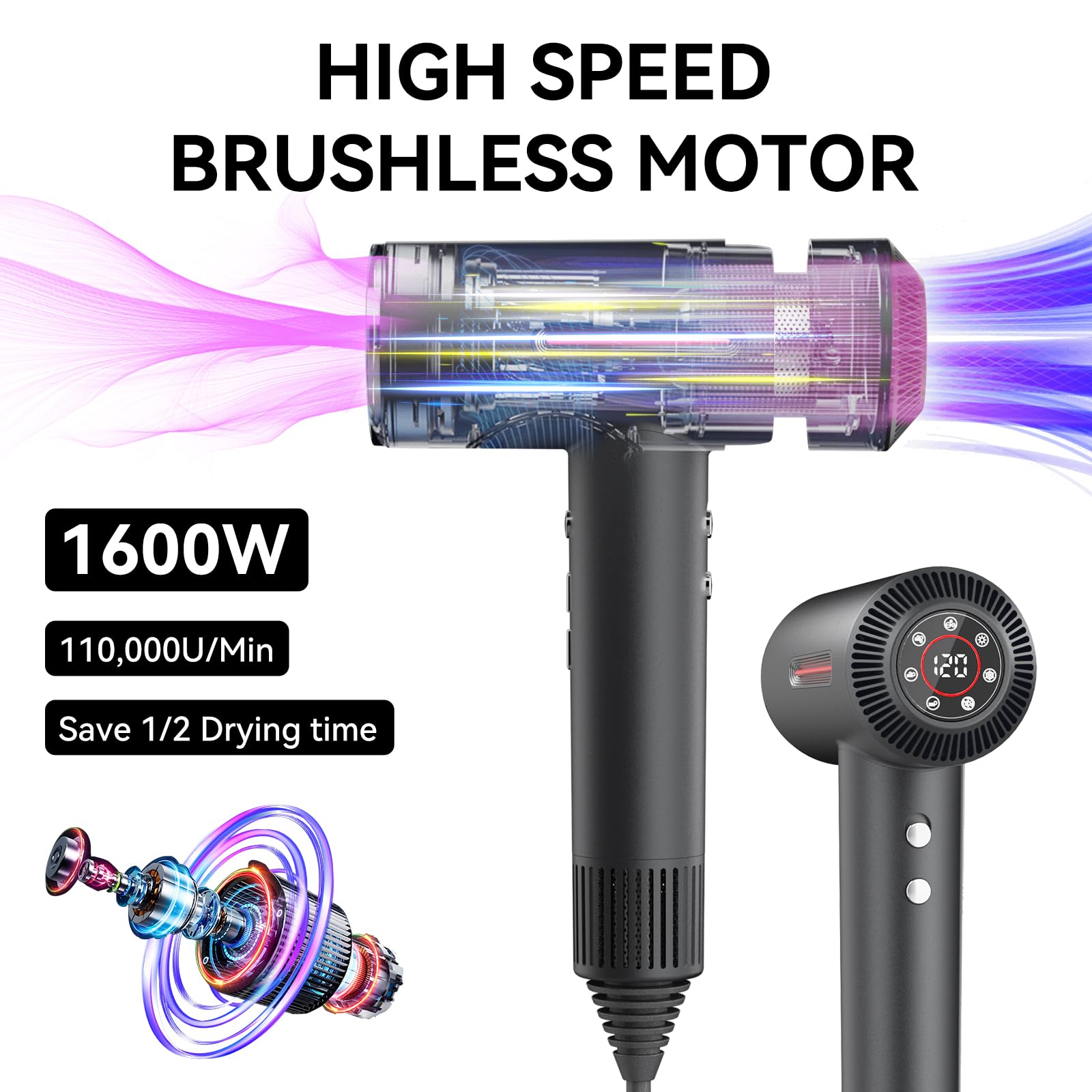 【LESCOLTON 】L HIGH SPEED HAIR DRYER☆ LESCOLTON Hair Dryer, 110,000 RPM High-Speed Motor Fast Drying No