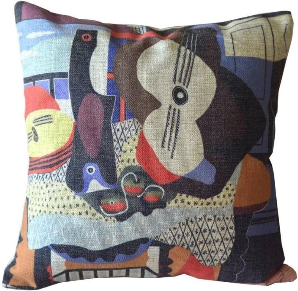 Colorful Picasso Imaginative Painting Sofa Simple Home Decor Design Throw Pillow Case Decor Cushion Covers Square 18*18 Inch Beige Cotton Blend Linen