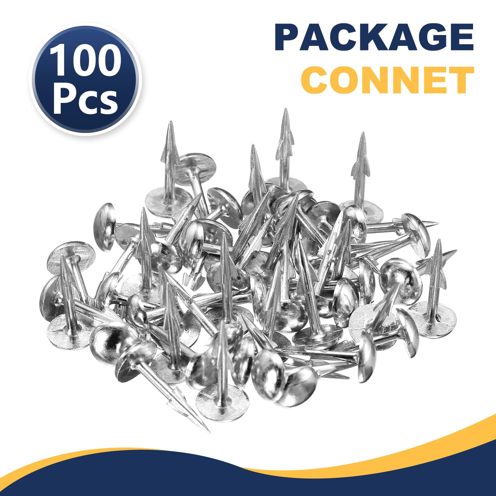 sourcing map 100 Stück Polsternägel, 8 x 17,8 mm, Möbelnägel, runder Kopf, dekorative Reißzwecken mit Widerhaken für Sofas, Betten, DIY-Projekte, Silber