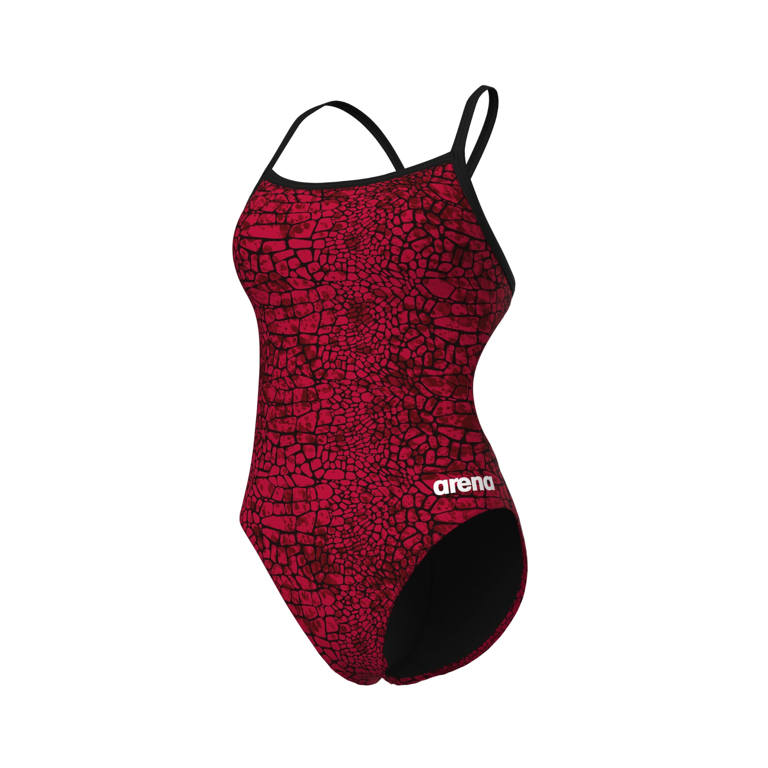 Arena W Snakeskin Swimsuit CHALLENGEBACK, kolor 900 -BLACK-TEAM, fioletowy rozmiar 42 900 - Black Team Purple 42, 400 - czarny - Team Red, 36