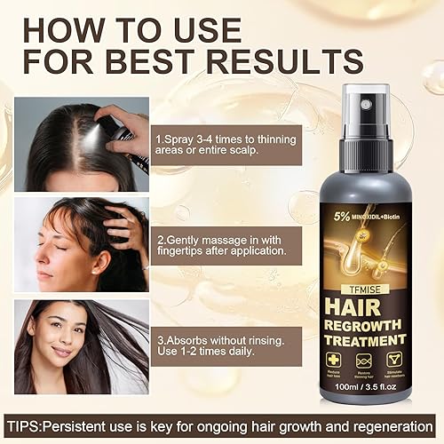 Miniatura 5 de Minoxidil Spray - 5% de minoxidil para hombres, productos de minoxidil para mujeres para el crecimiento del cabello, dispositivos de crecimiento del