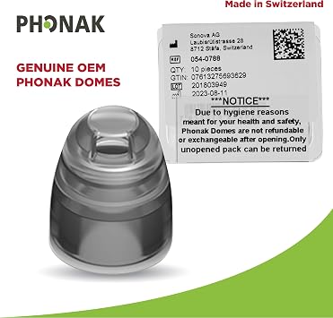Phonak Cap 4.0 Dome XSmall (0.18 inches4.5mm) -Genuine OEM Switzerland Replacement by Sonova, Hearing Aid Domes for Very Narrow Ear Sizes- 1 Pack / 10 Domes Total