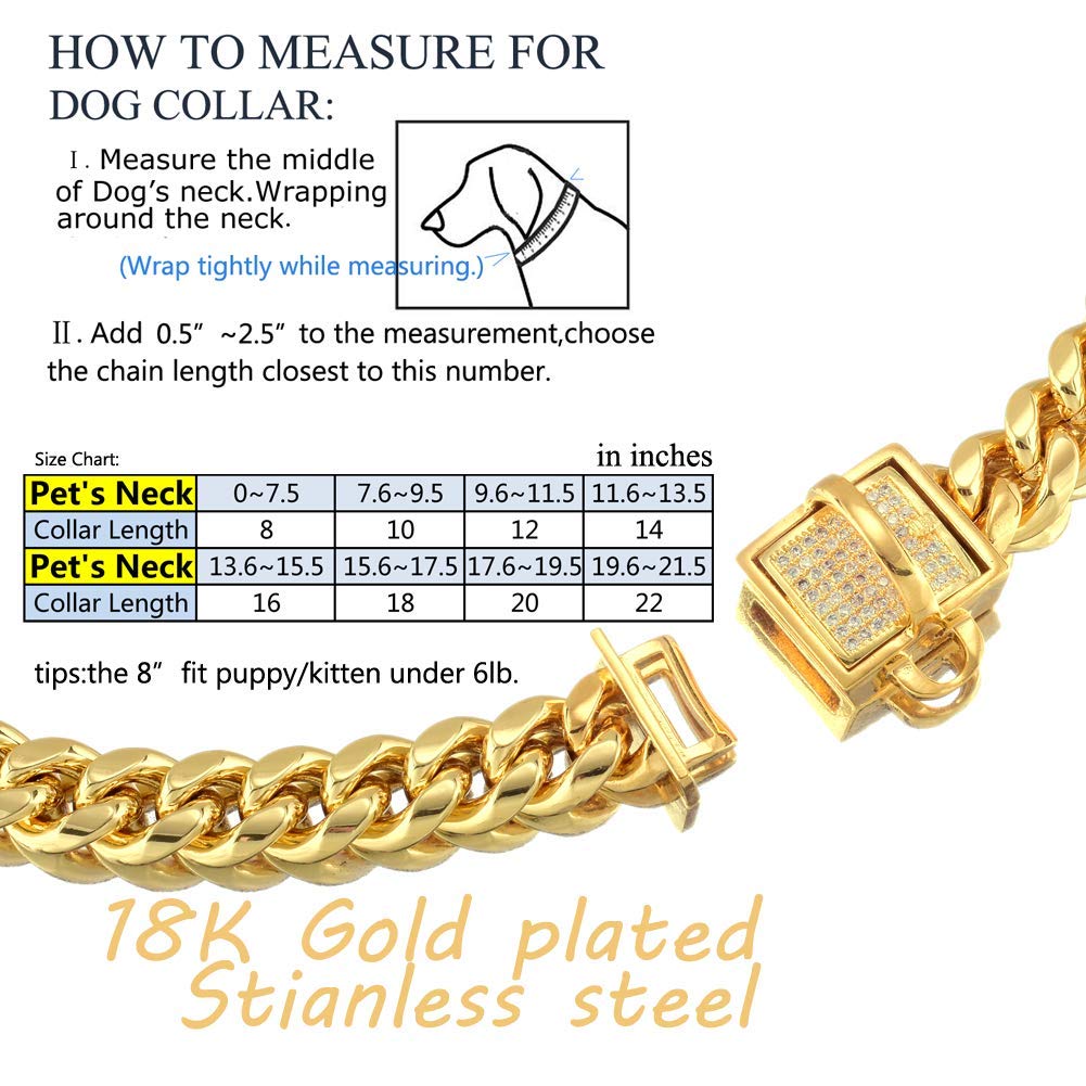Amazon | 18K ゴールド 犬 猫 首輪 XS スモール メタル ステンレス
