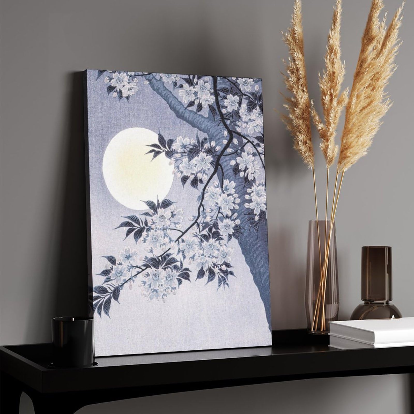 Amazon.co.jp: 絵画 咲く桜と月インテリア 絵画 日本の伝統的な