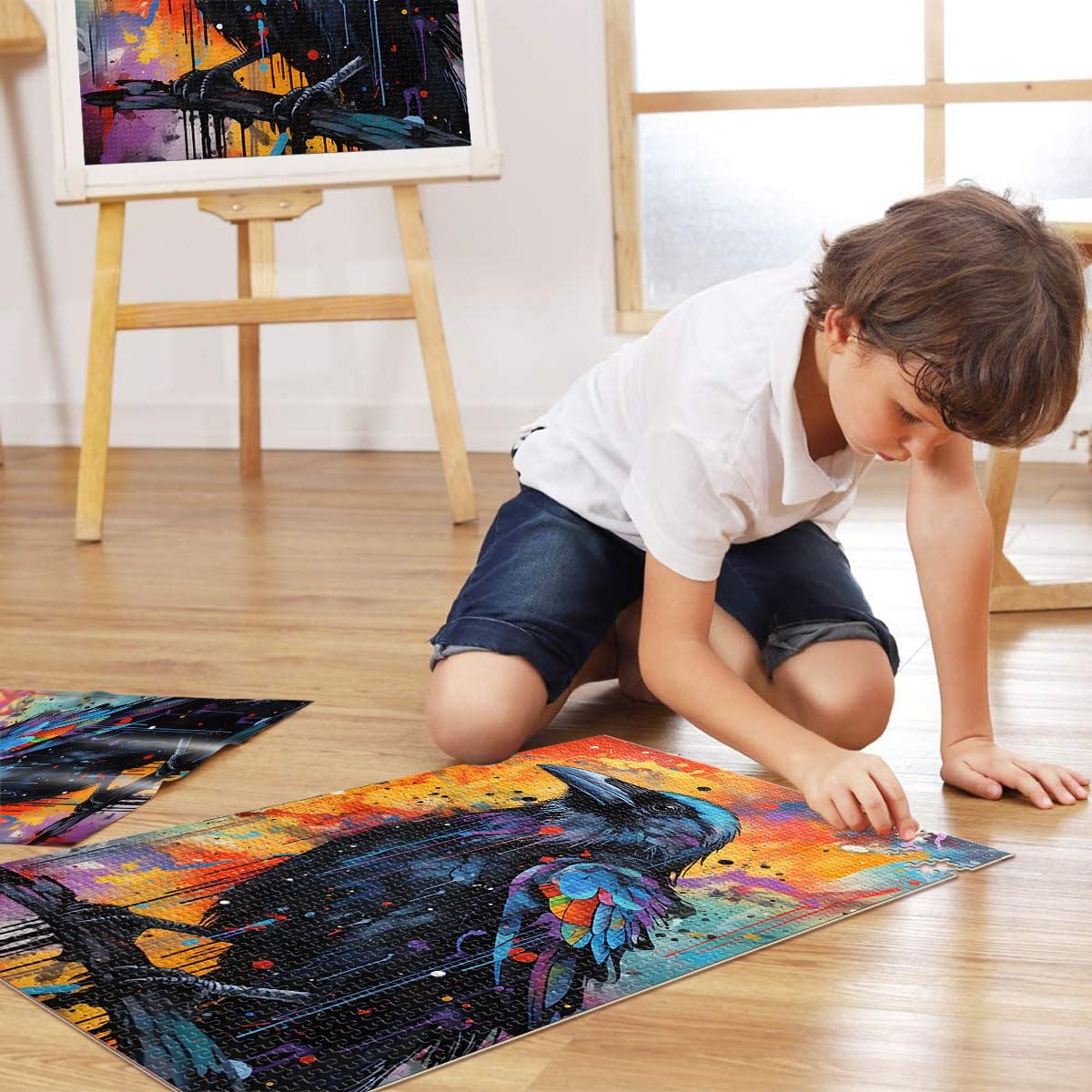 Acquerello astratto corvo Puzzle da 2000 pezzi per adulti giocattoli educativi per l'apprendimento offerte come regali per tutta la famiglia 70x100cm