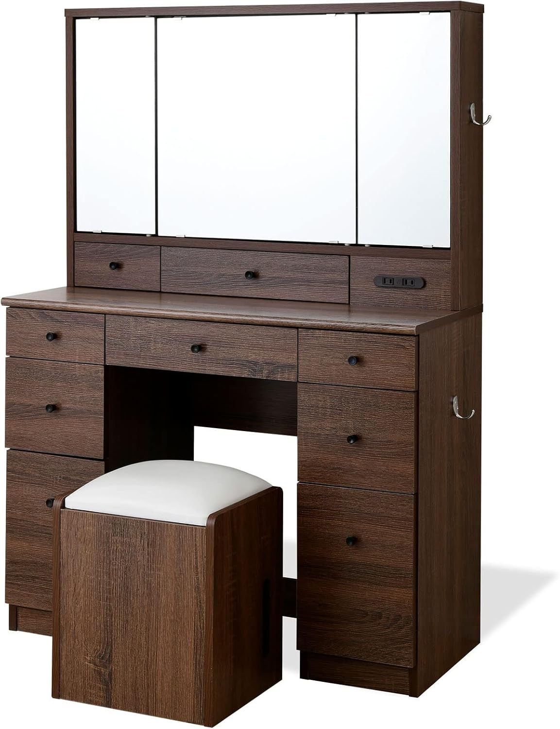 ニトリ ドレッサー 三面鏡タイプ＆スツール付き ✩.*˚ ダークブラウン ニトリ ドレッサー 三面鏡タイプ＆スツール付き ✩.*˚ ダークブラウン