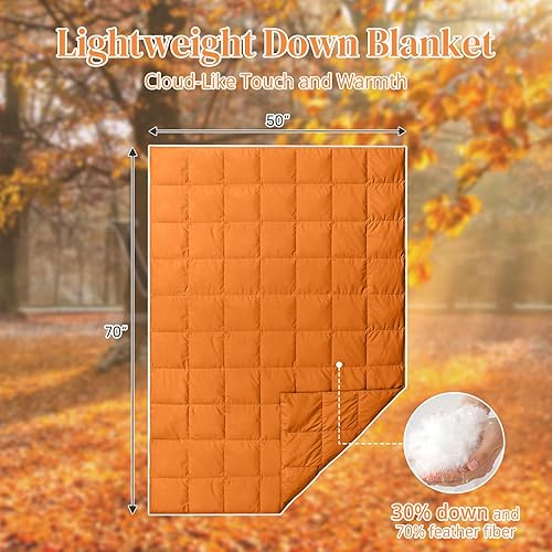 Miniatura 2 de Peace nest Manta de plumón para sofá, 50 x 70 pulgadas, para uso en interiores y exteriores, manta pequeña, suave y ligera, color naranja