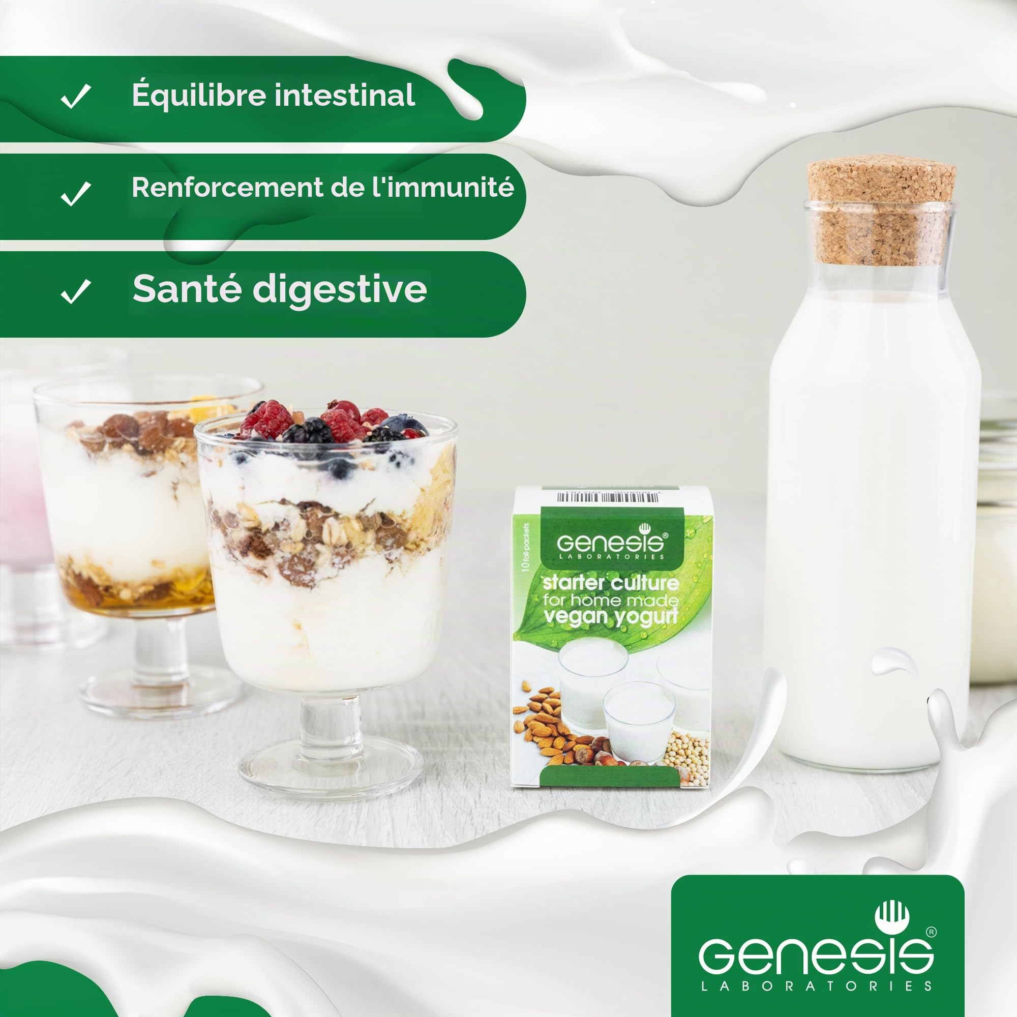 Culture de départ végétalienne pour le yaourt maison végétalien 10 sachets pour 10l de produit