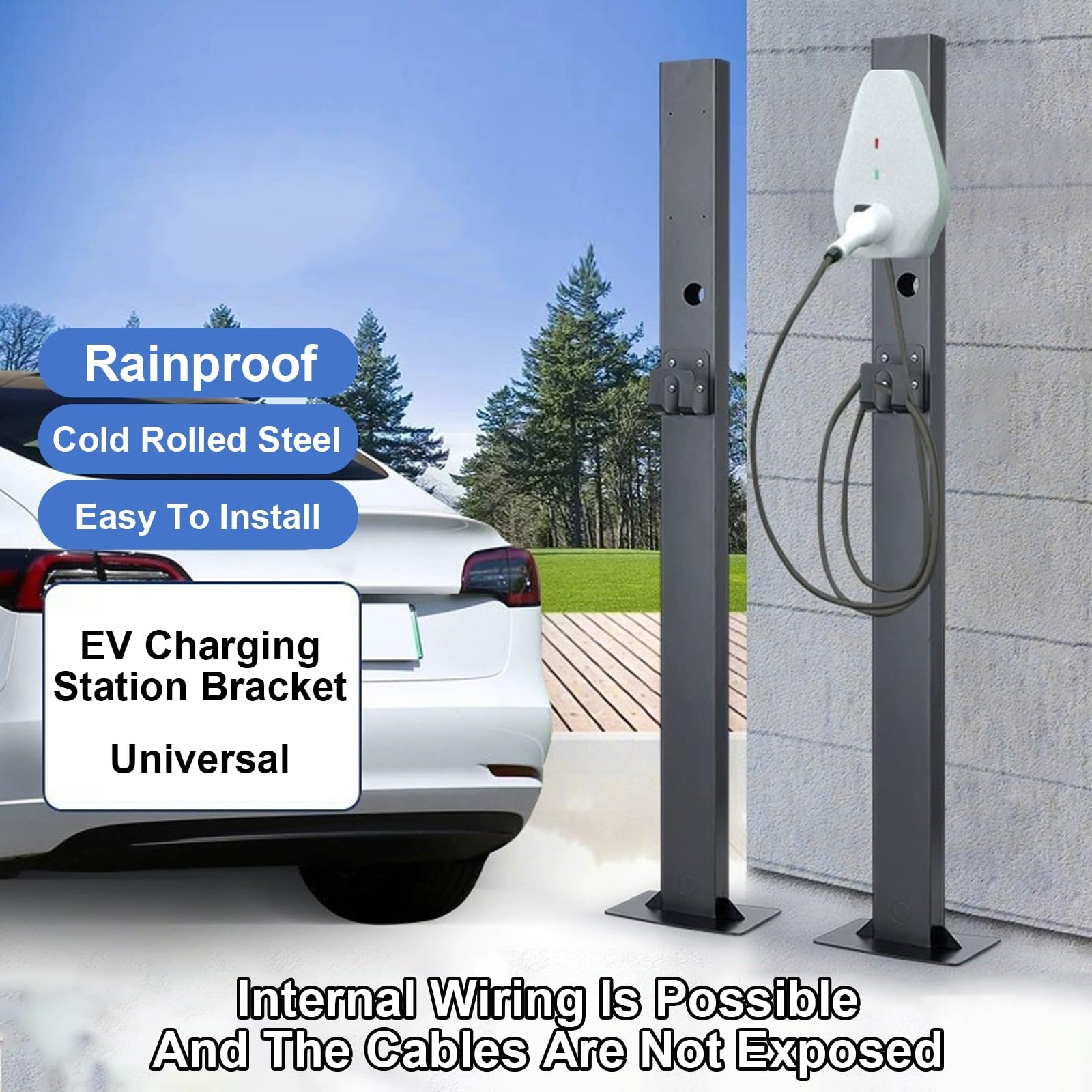 EV-Kabelhalter, Universeller Standfuß Säule für Ladestation, Halter für Ladesäulen für Elektrofahrzeuge, Universeller Wallbox Standfuß