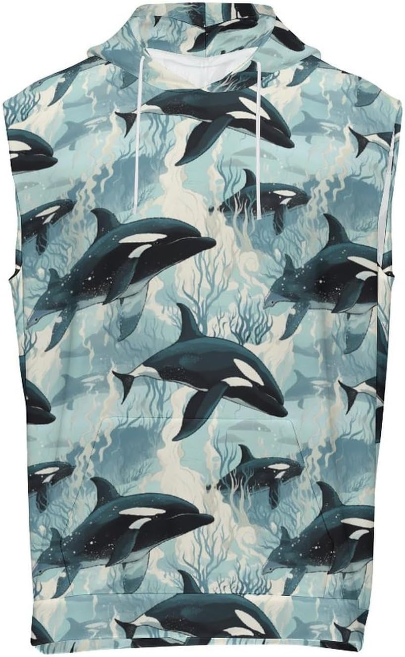 Men's Workout Hooded Tank Tops Sleeveless Muscle Gym T-Shirts