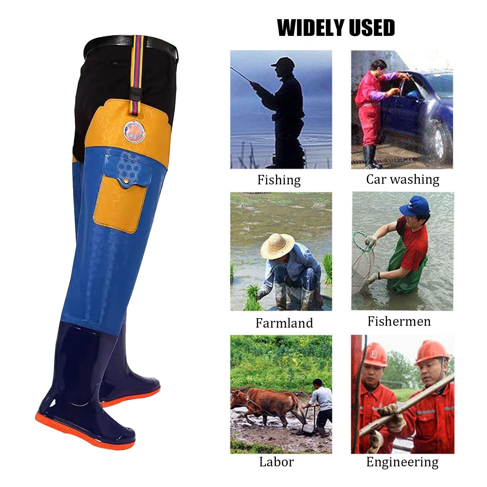 Stivali da Pesca Stivali da Pescatore da Uomo E da Donna con Tasche in PVC Leggero Impermeabile Stivali da Pescatore per La Pesca E La Caccia