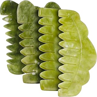 Healifty 4 Pcs jade comb wide tooth hair comb detangler brush scalp massager combs scalp gua sha head caring comb guasha facial tool jade massage comb guasha comb skin care scraping board