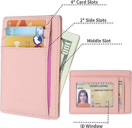 Vista 38 de Cartera Chelmon Slim RFID - Cartera de bolsillo frontal minimalista para tarjetas de crédito delgadas Negro carbón,Rosa,Negro (Black Cross),Gen