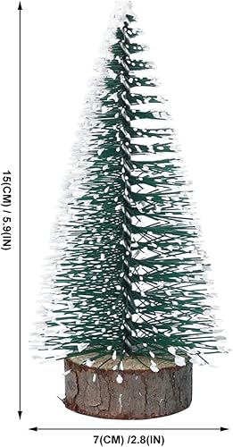 Miniatura 3 de DOITOOL - 6 mini árboles de Navidad de cedro blanco con cepillo para botellas de árboles, de plástico, para decoración de nieve de invierno, mesa de