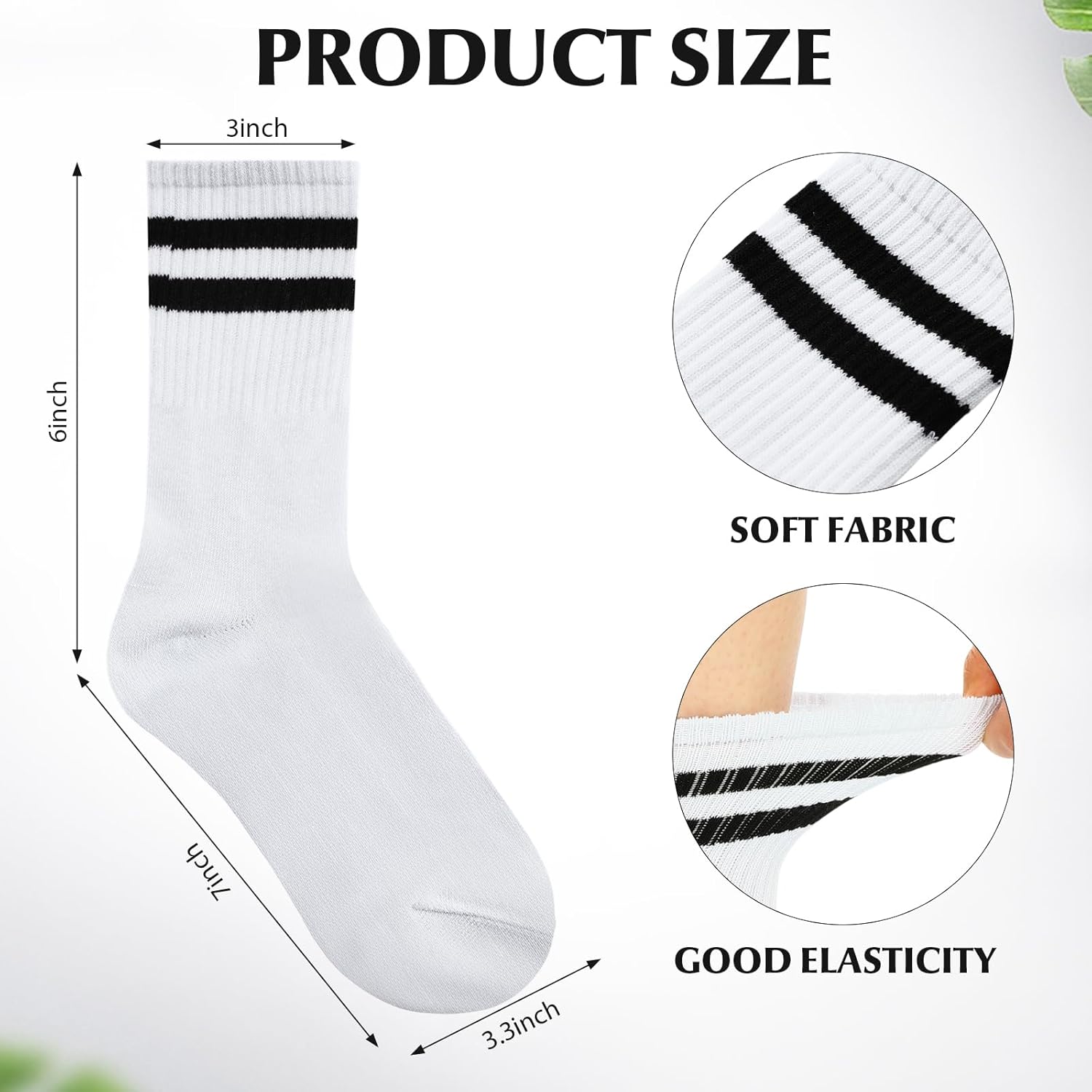 20 Pairs Colorful Striped Crew Socks Athletic Crew Solid Color Striped Cotton Tube Half Women Men Socks - Image 4