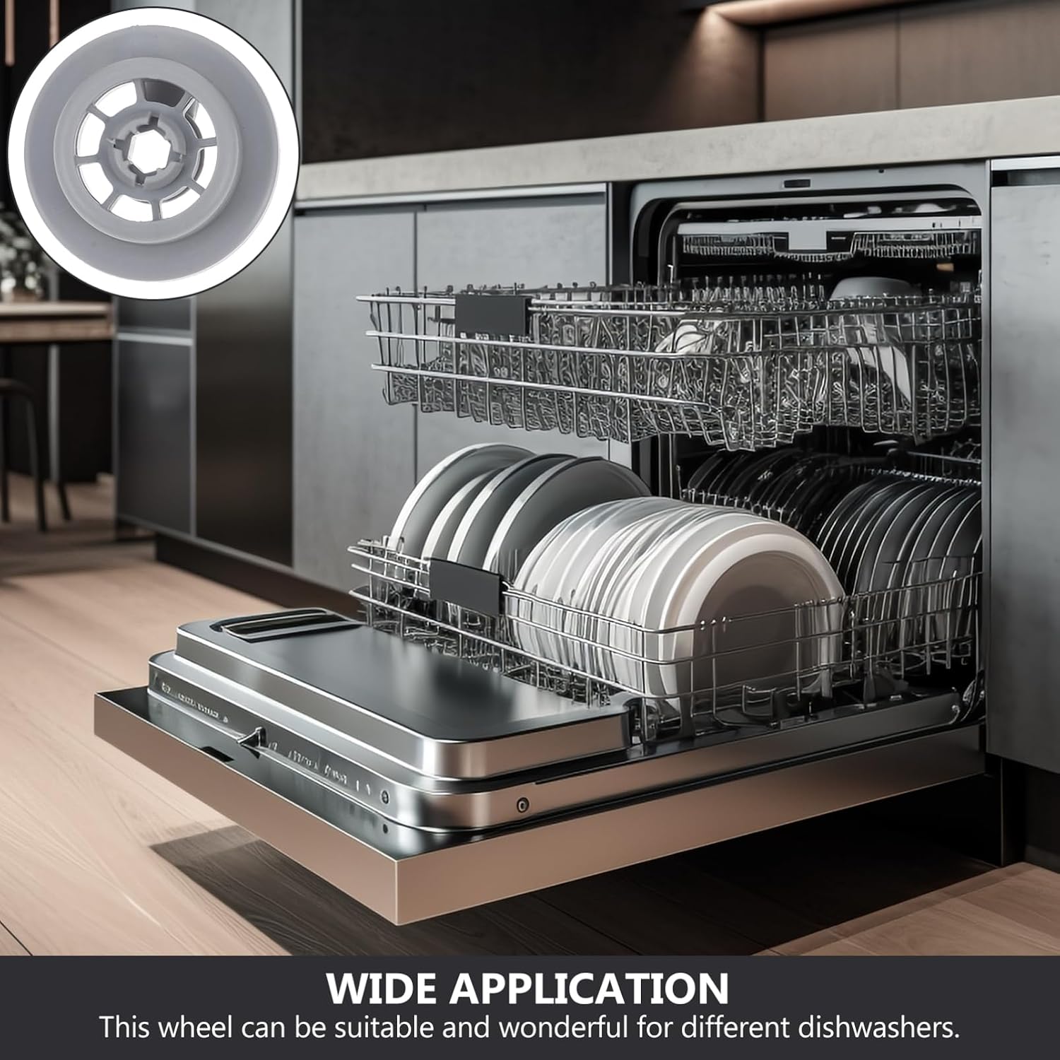 Mikikit 20pcs Dishwasher Lower Rack Wheels Replacement Parts Plastic Rollers Compatible Easy to Install Dishwasher Accessories for Smooth Movement