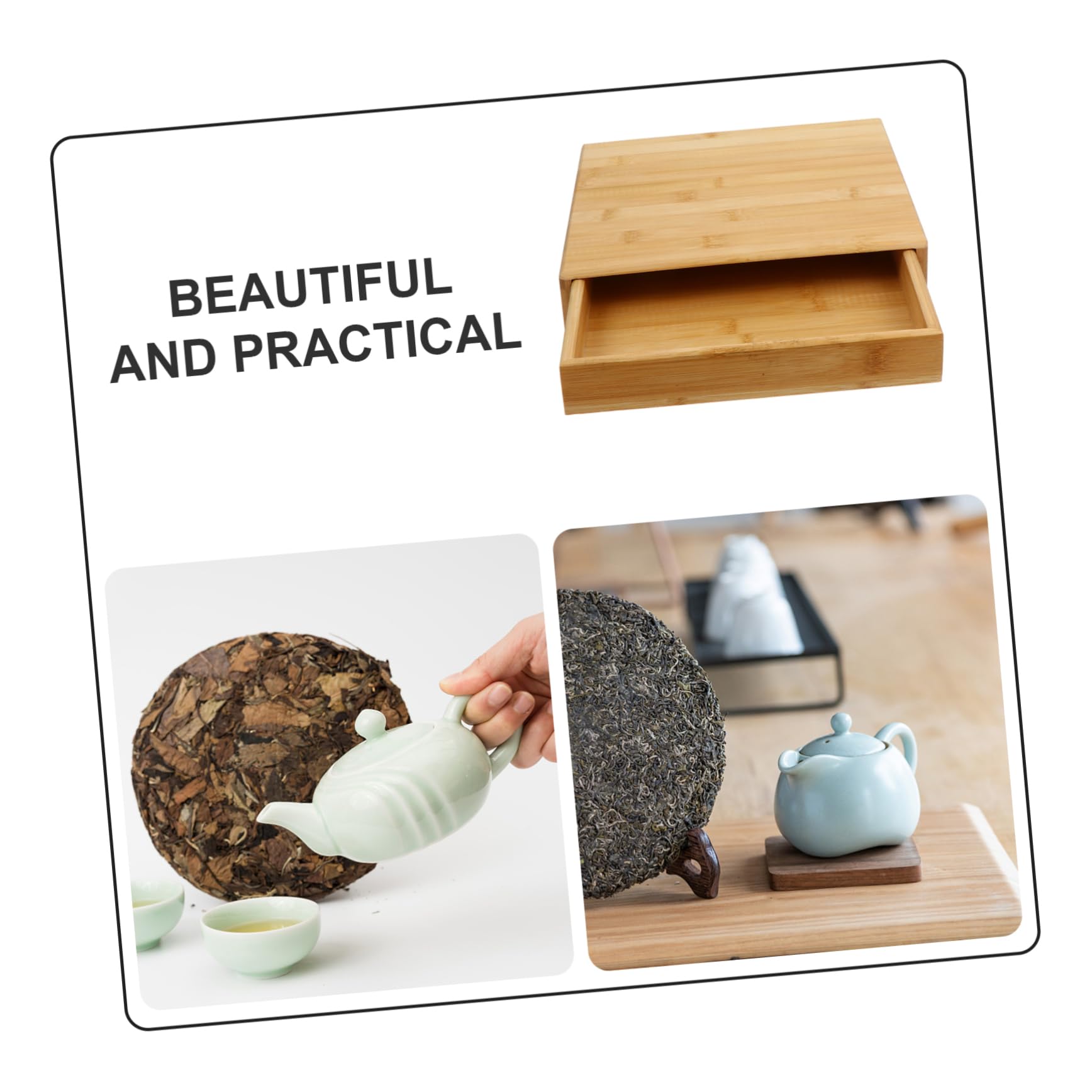 KOMBIUDA Caja de Madera para Pastel de Té Estilo Cajón, Caqui