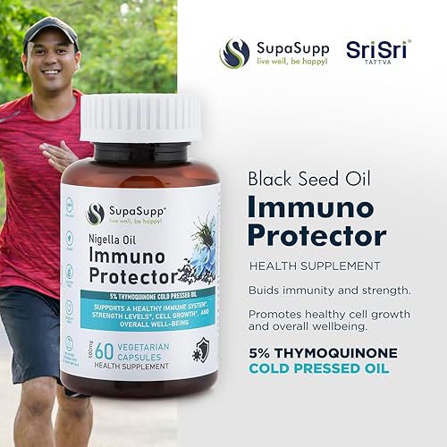 Miniatura 2 de SRI SRI TATTVA Cápsulas de Nigella Sativa prensadas en frío para apoyo inmunológico y vitalidad, aceite orgánico de semillas negras para una mayor