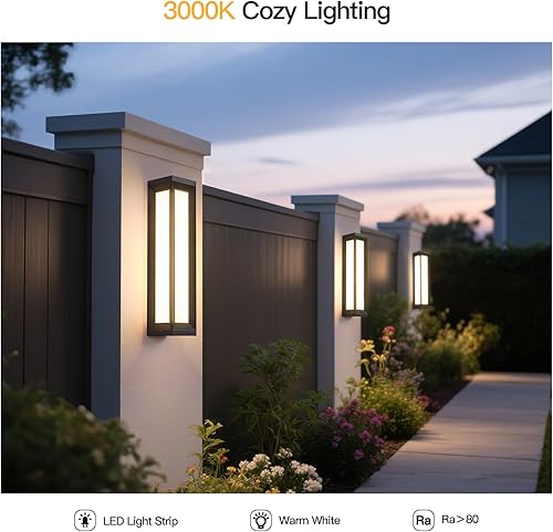 Miniatura 2 de Luces de pared exteriores para exteriores, aplique de pared de 26 pulgadas para casa, 3000 K LED para puerta delantera exterior, montaje en pared,