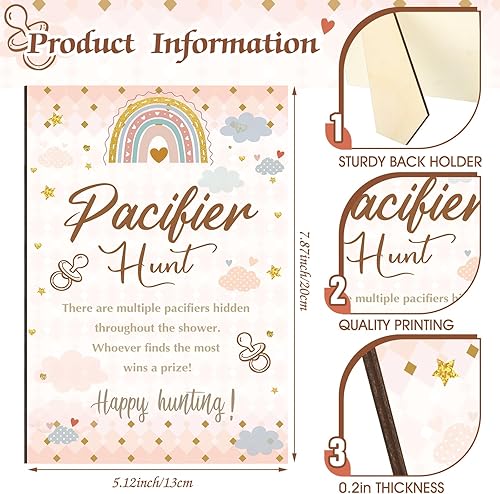 Miniatura 4 de Thyle Juego de 51 piezas de Chupete Hunt Boho Baby Shower que incluye letrero de caza de chupete y 50 chupetes acrílicos para decoración de juegos