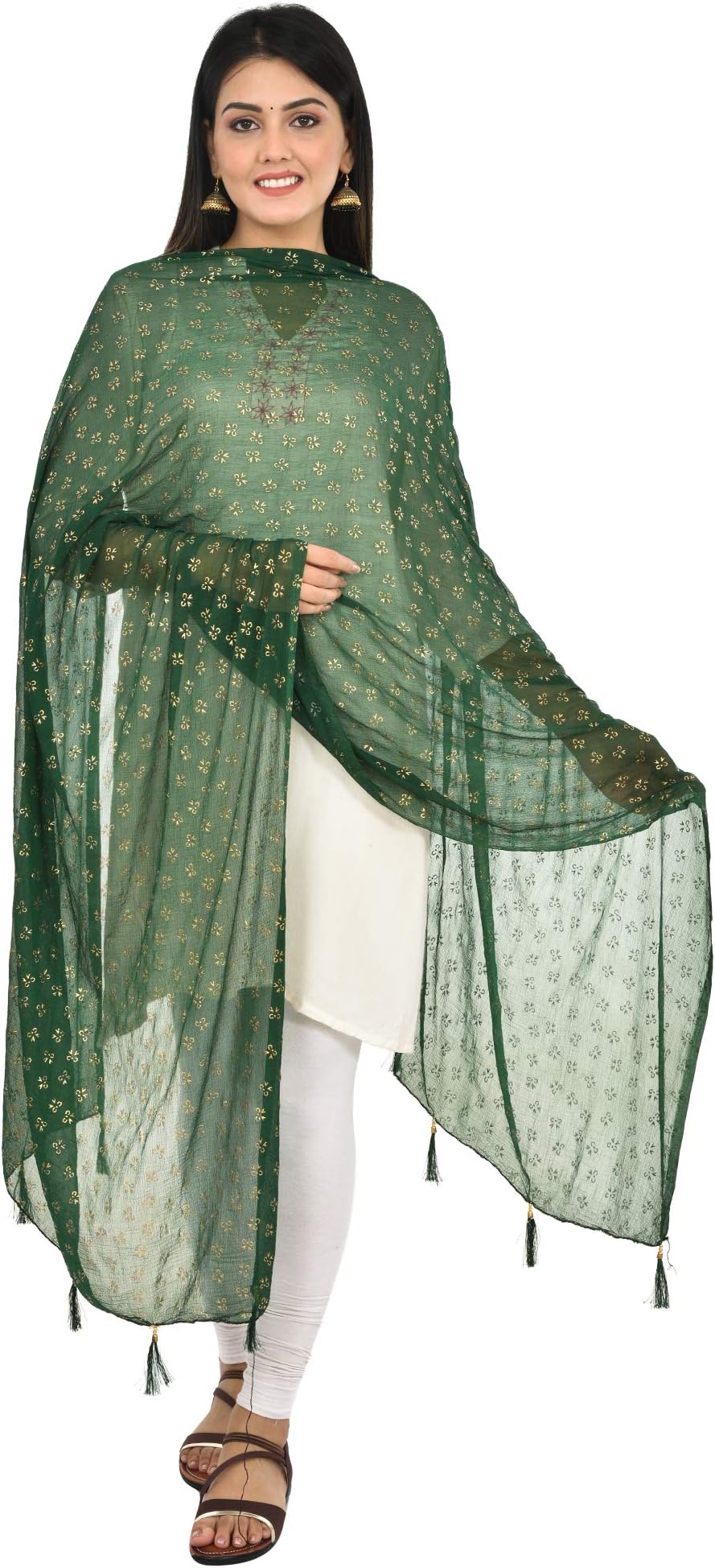 YOUTHQUAKE Women's Chiffon Dew Drop Printed Work Dupatta for Womens & Girls With Tassel