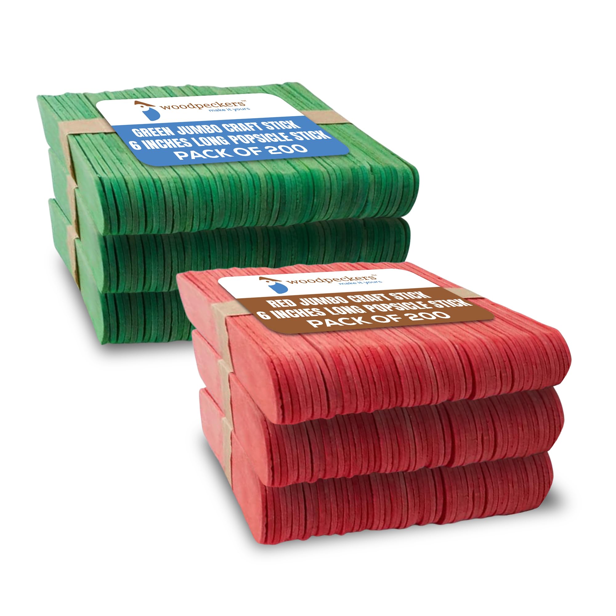 Amazon.com: Jumbo Green Craft Sticks 6 inch, Pack of 200 and Red