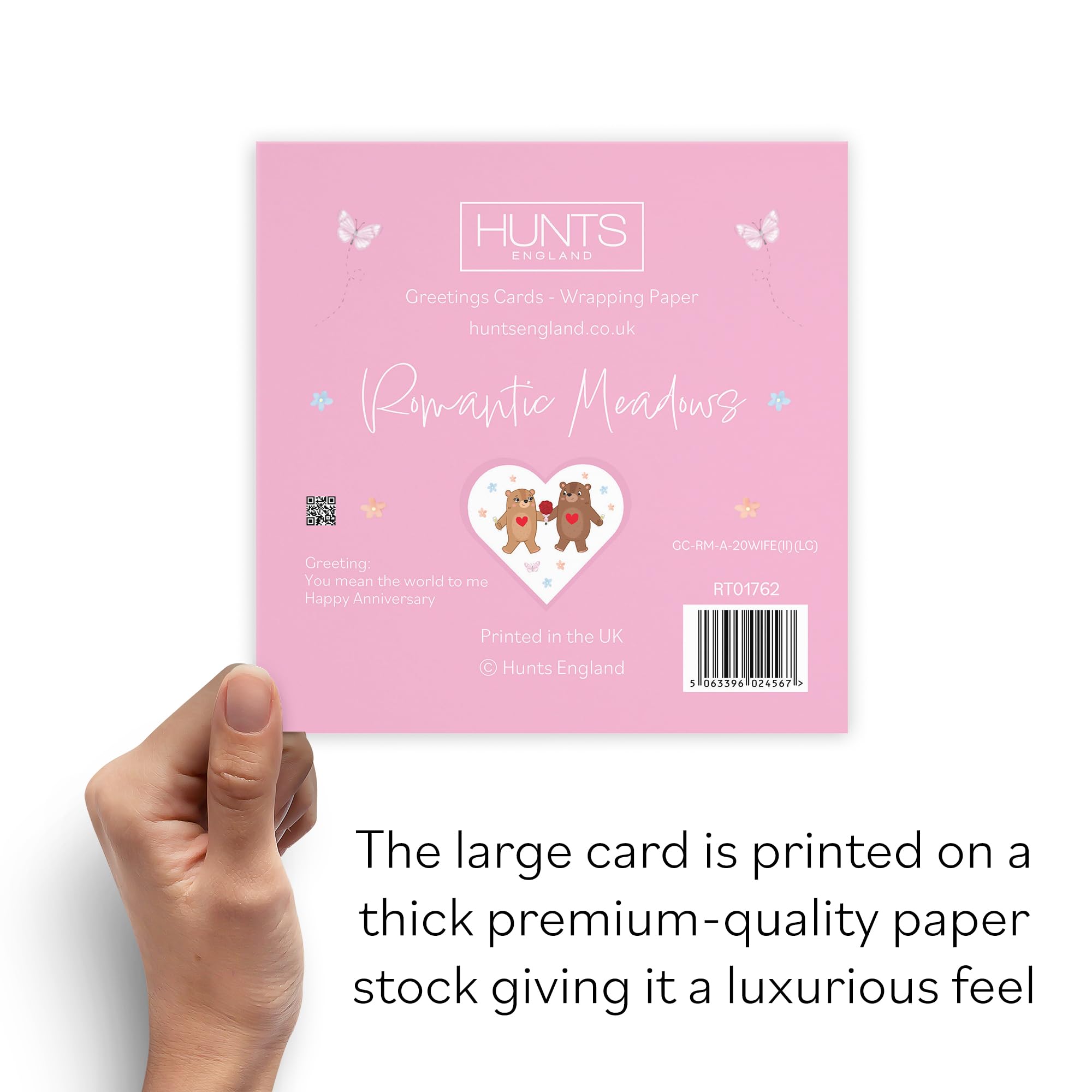 Hunts England, Large Wife 20th Anniversary Card, 20 Years, China Anniversary, Romantic Meadows, Fun Card - Image 3