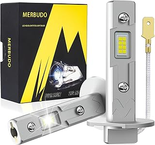 H3 LED Fog Light Bulb, 1:1 Mini Size H3 LED Headlight Bulbs Plug & Play, 500% Brighter 6500K White CSP Chip, H3 LED Bulb Light for Fog Lamp, DRL, High and Low Beam (Pack of 2)