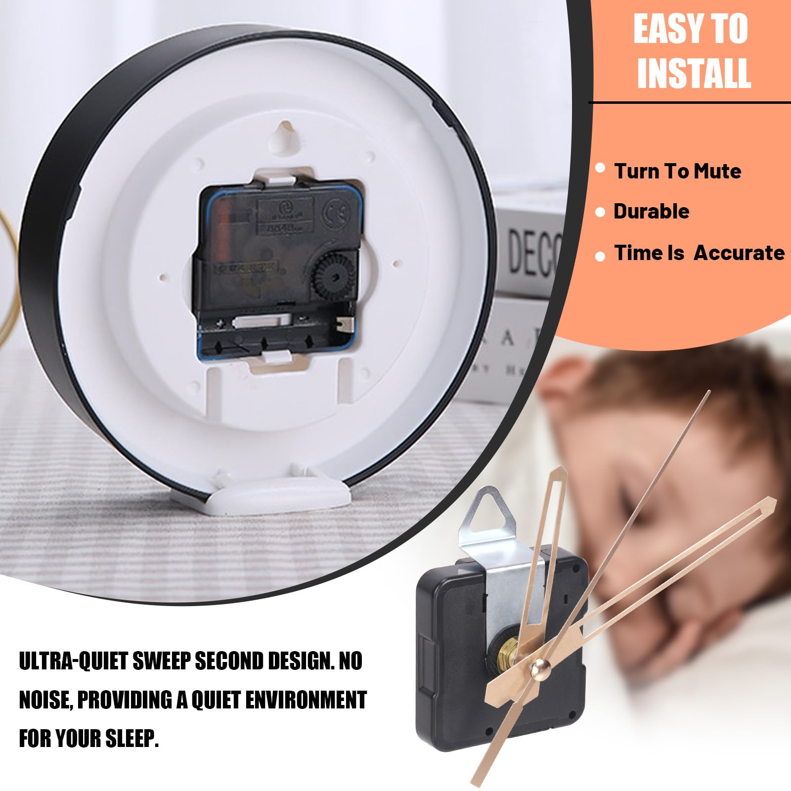 Tanstic 6Pcs High Torque Long Shaft Clock Movement Clock Repair Parts Replacement Clock Movement Mechanism with 6 Different works of Hands(13mm/0.51” - Image 4