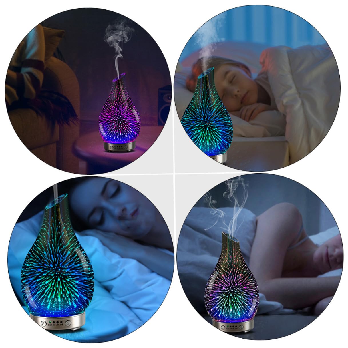 Difusor de Aromaterapia 3D de Vidrio Púrpura para Oficina
