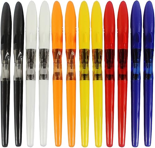 Miniatura 2 de Shark - Pluma estilográfica de plástico de estilo único, punta fina, juego de diversidad, 12 unidades, 6 colores